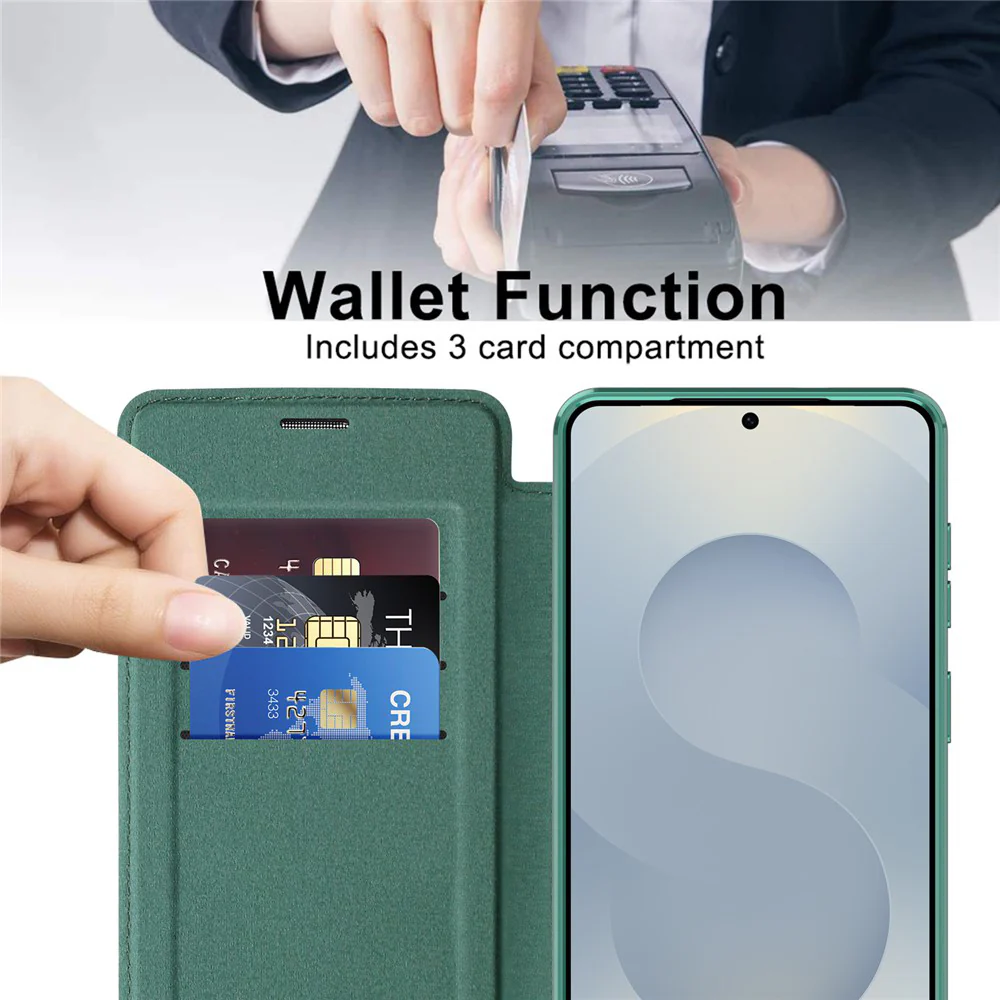 MagSafe Case for Samsung Galaxy S26 S942, Techsuit, SmartMag Book, Green - Image 4