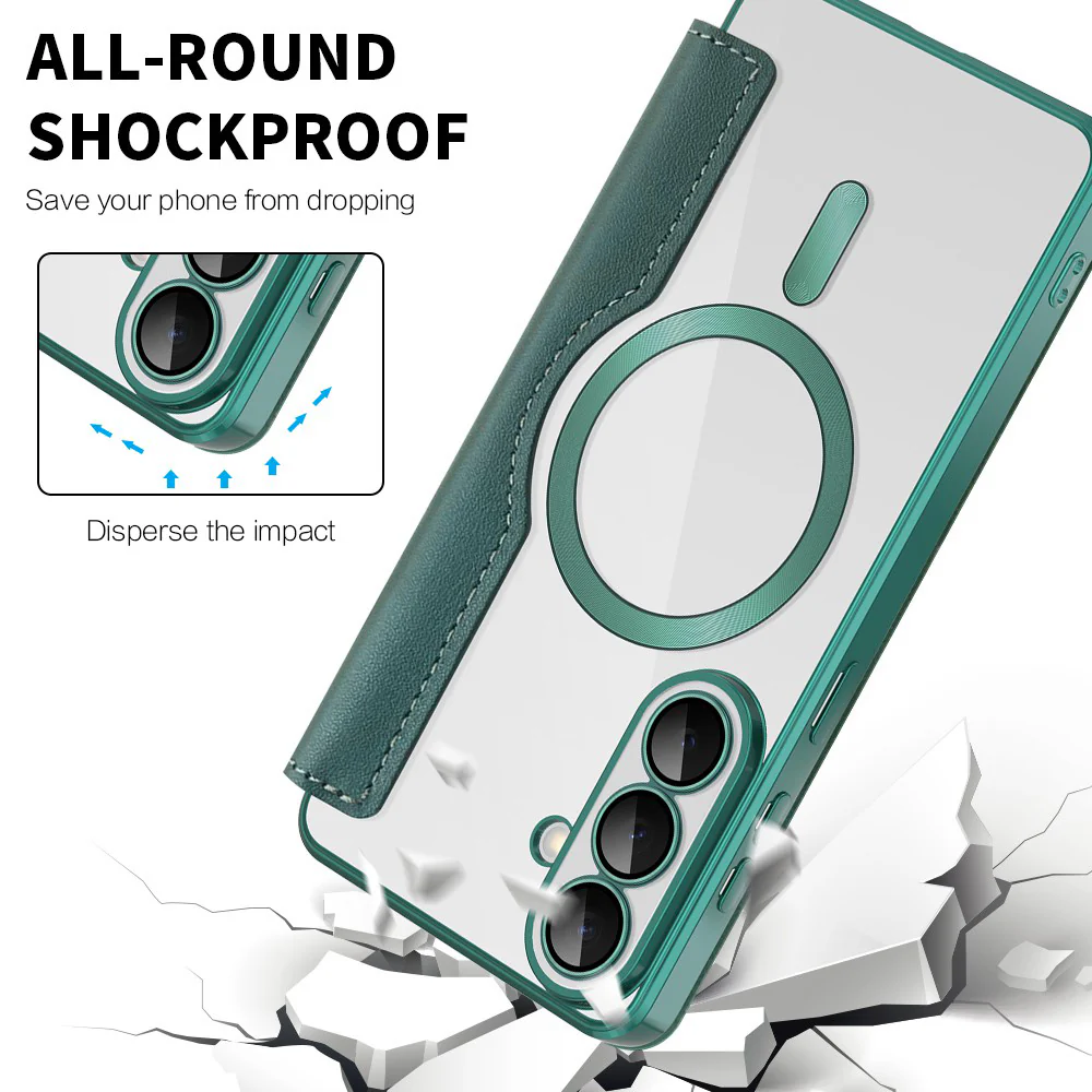 MagSafe Case for Samsung Galaxy S26 S942, Techsuit, SmartMag Book, Green - Image 5