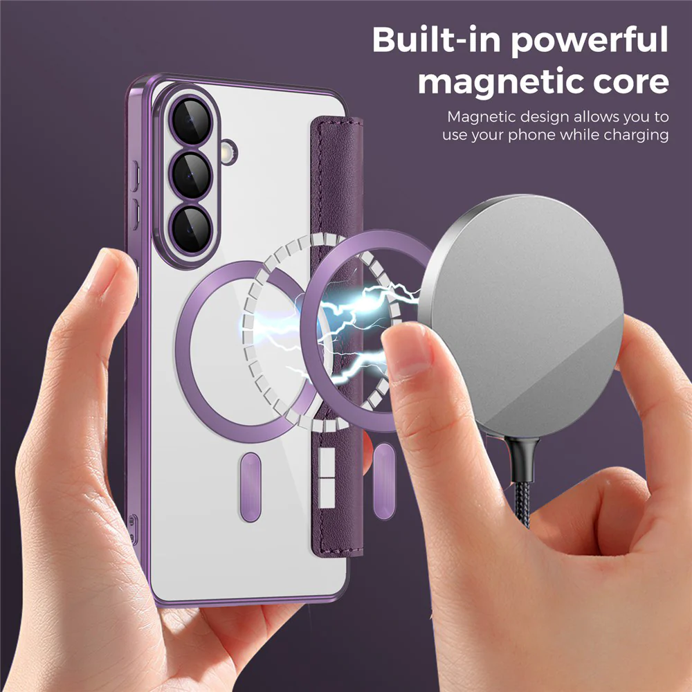 MagSafe Case for Samsung Galaxy S26 S942, Techsuit, SmartMag Book, Purple - Image 4