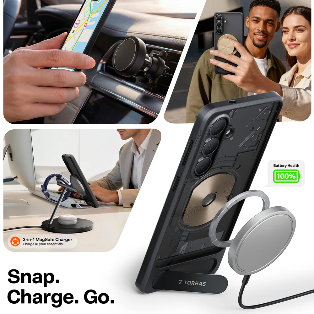 MagSafe Case for Samsung Galaxy S26 S942, Torras, Pstand, Black - Image 7