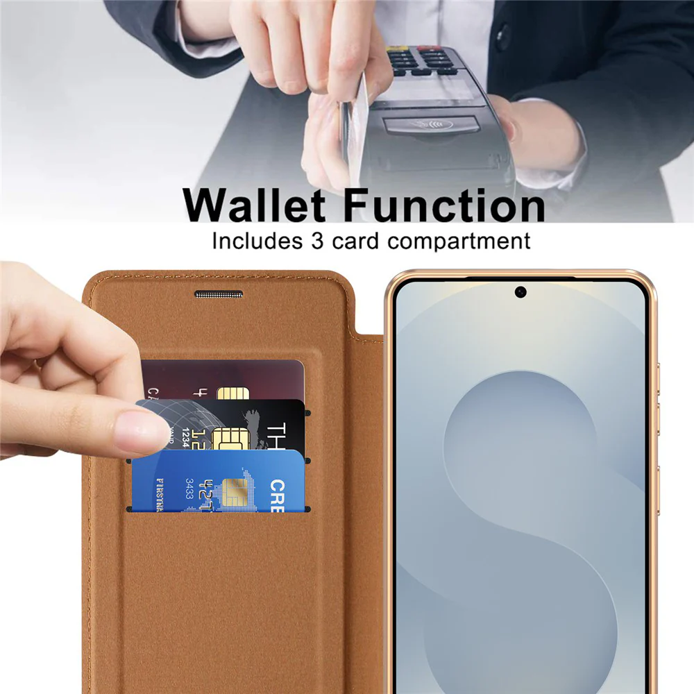 MagSafe Case for Samsung Galaxy S26, Techsuit, SmartMag Book, Brown - Image 3