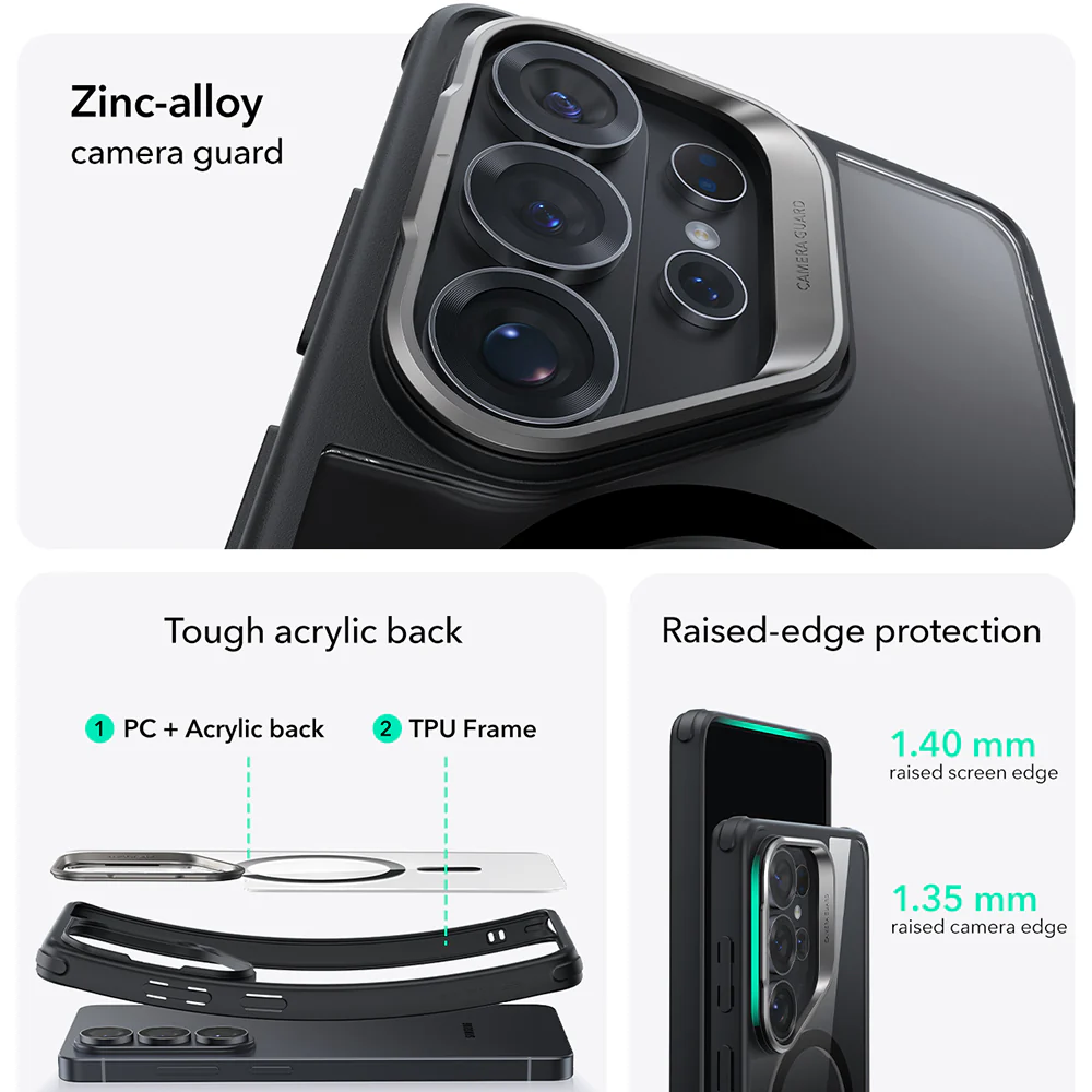 MagSafe Case for Samsung Galaxy S26 Ultra S948, ESR, Classic Hybrid Kickstand, Black Transparent - Image 7