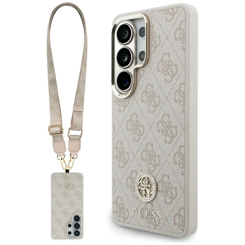 MagSafe Case for Samsung Galaxy S26 Ultra S948, GUESS, 4G Big Rhinestone Triangle Strap, Pink