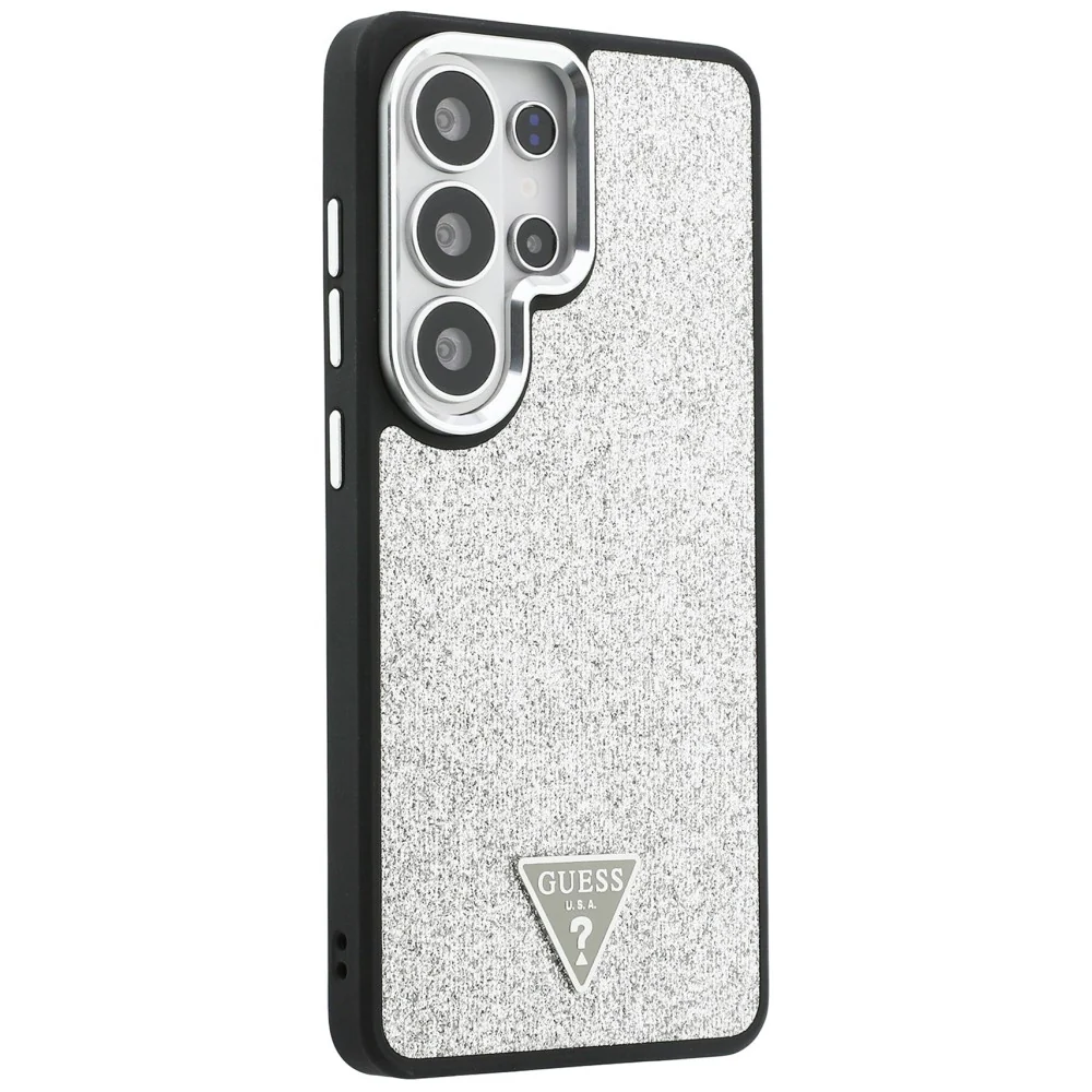 MagSafe Case for Samsung Galaxy S26 Ultra S948, Guess, Fixed Glitter Triangle Logo, Silver - Image 3