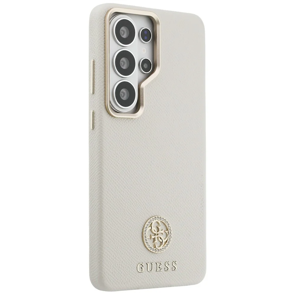 MagSafe Case for Samsung Galaxy S26 Ultra S948, Guess, Rhinestone Round Logo, Beige - Image 3