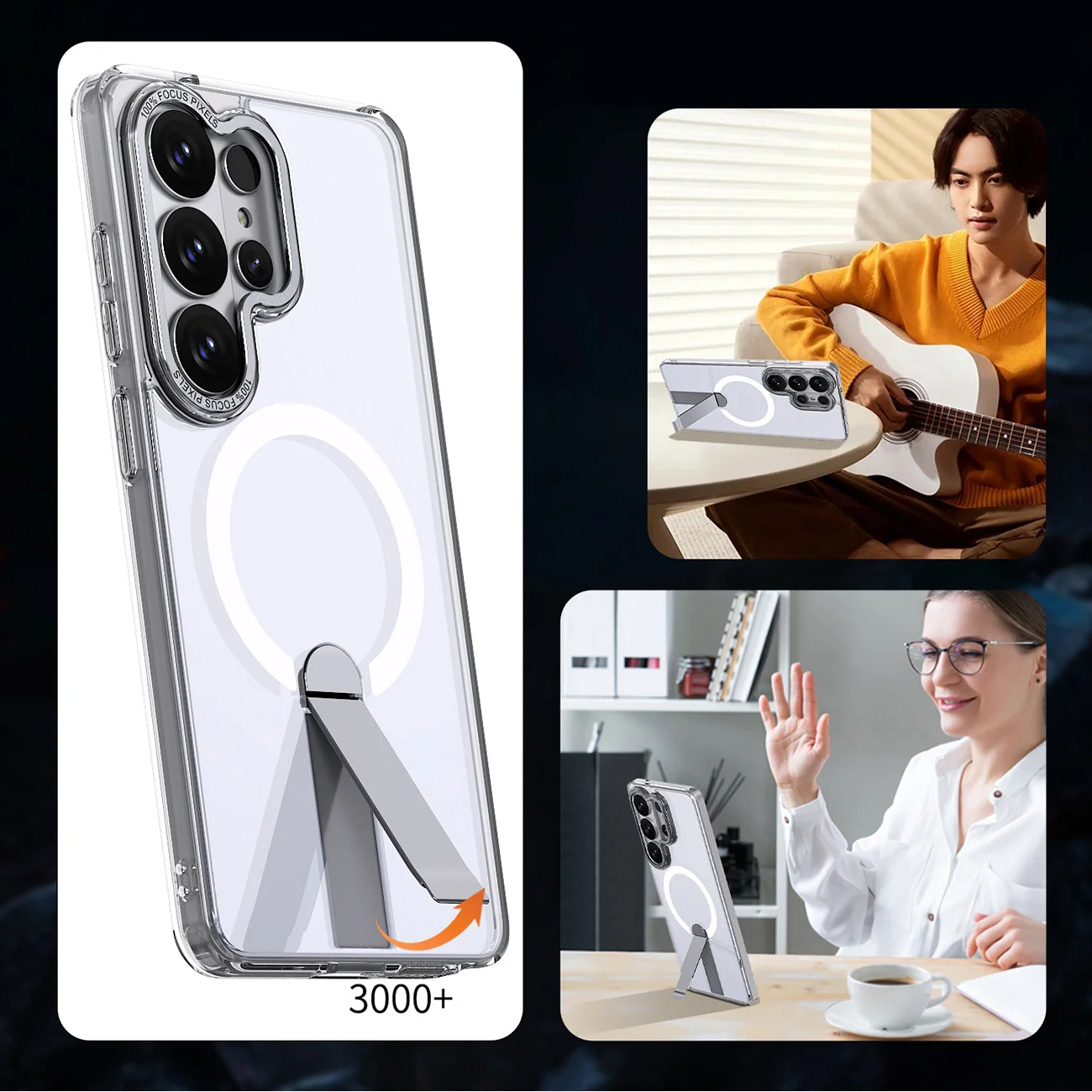 MagSafe Case for Samsung Galaxy S26 Ultra S948, Hybrid Armor, X with Stand, Transparent - Image 5