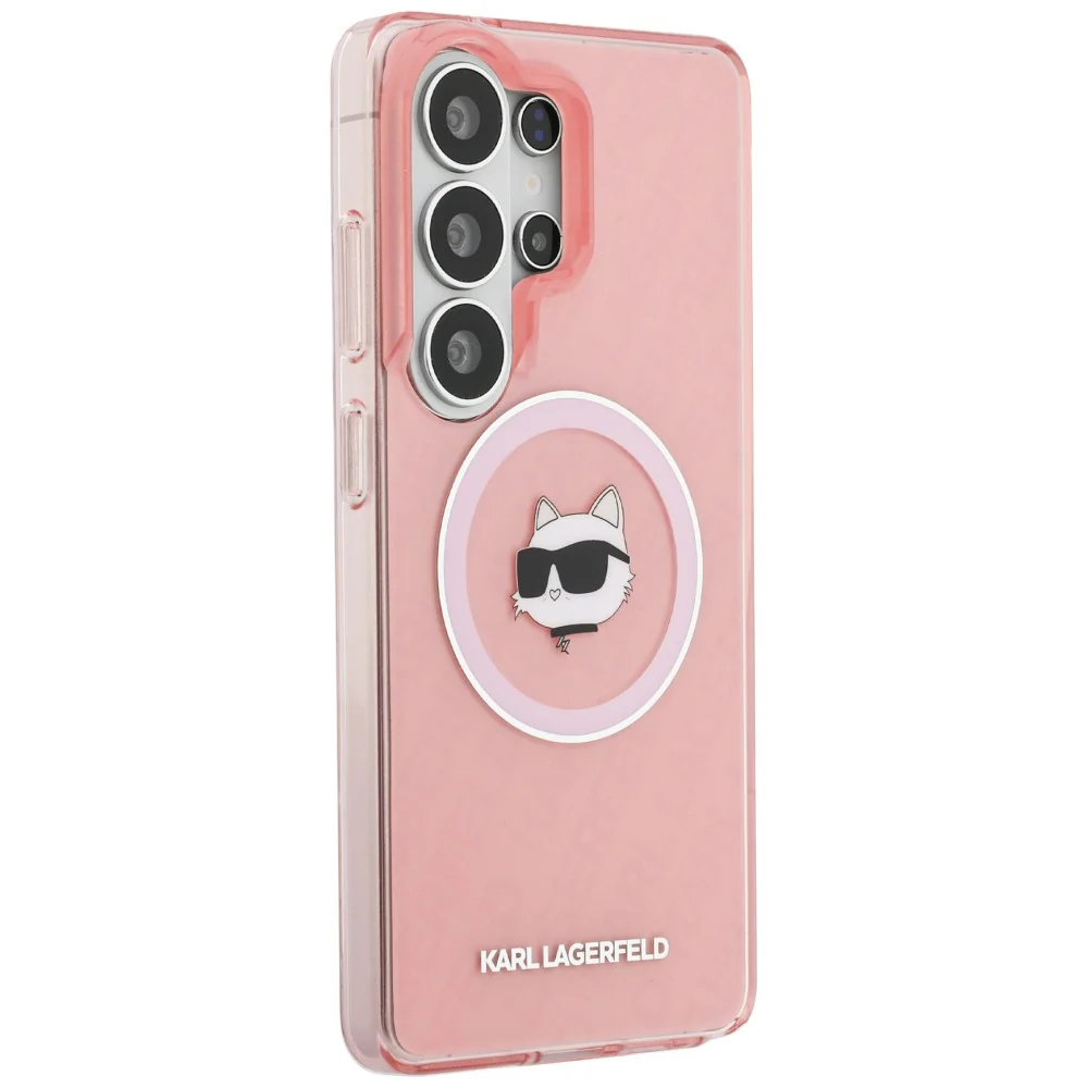 MagSafe Case for Samsung Galaxy S26 Ultra S948, Karl Lagerfeld, IML Choupette Head on KL Repeated Logo, Pink - Image 3