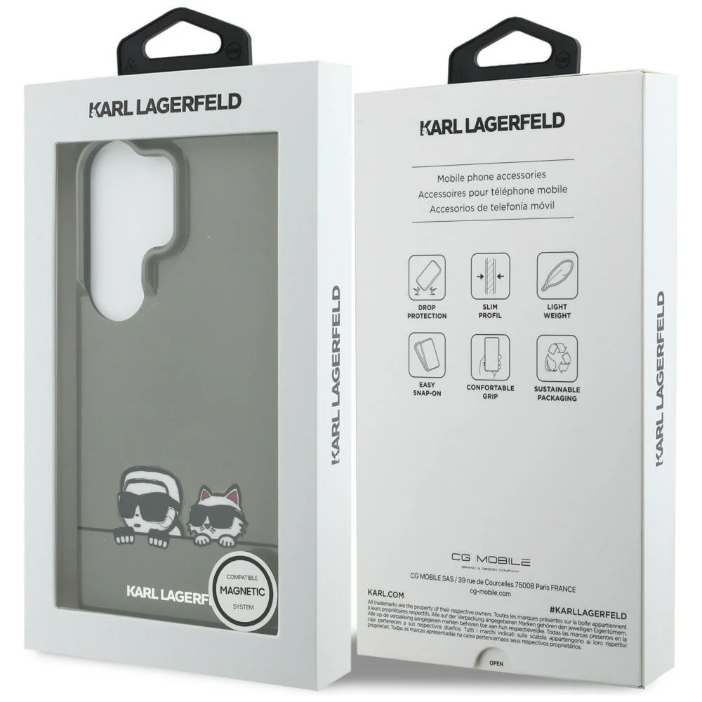 MagSafe Case for Samsung Galaxy S26 Ultra S948, Karl Lagerfeld, IML Karl & Choupette Peekaboo Logo, Black - Image 7