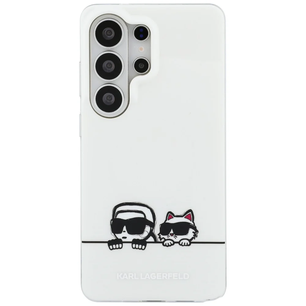 MagSafe Case for Samsung Galaxy S26 Ultra S948, Karl Lagerfeld, IML Karl & Choupette Peekaboo Logo, White - Image 2