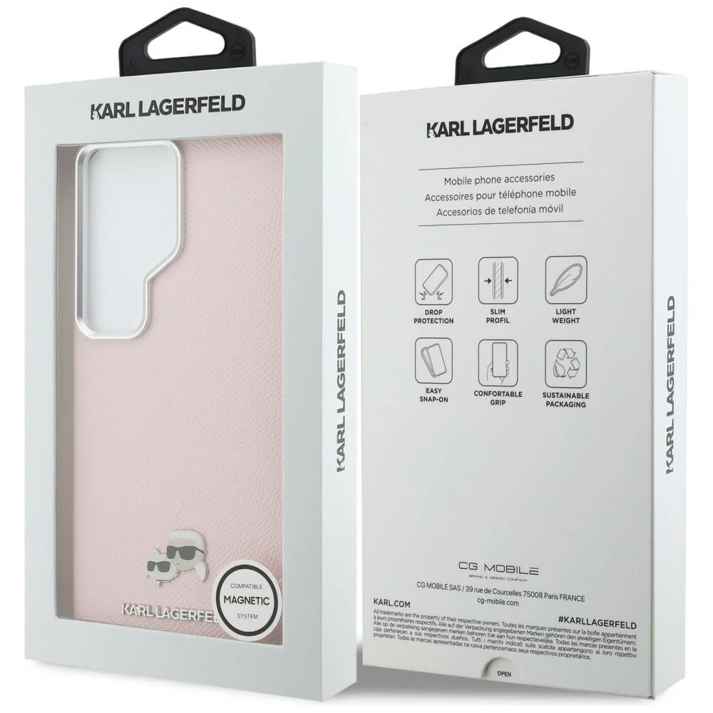 MagSafe Case for Samsung Galaxy S26 Ultra S948, Karl Lagerfeld, Karl & Choupette Head's Pin, Pink - Image 7