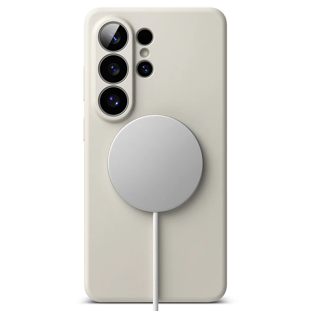 MagSafe Case for Samsung Galaxy S26 Ultra S948, Ringke, Silicone, Cream - Image 3