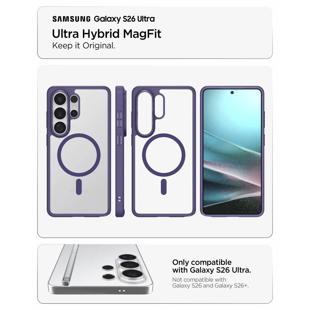 MagSafe Case for Samsung Galaxy S26 Ultra S948, Spigen, Ultra Hybrid, Dark Purple ACS11208 - Image 7