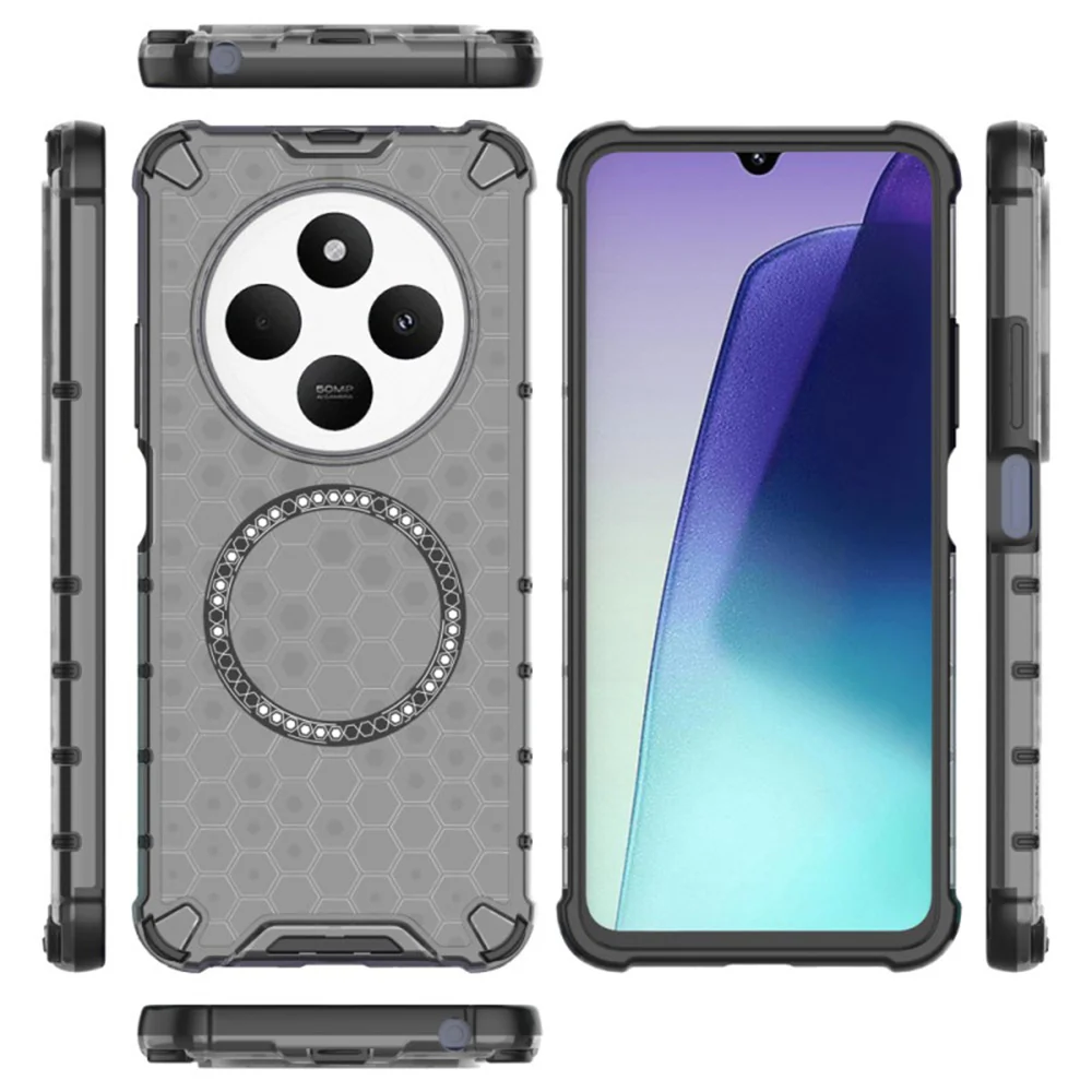 MagSafe Case for Xiaomi Poco C75 / Redmi 14C, Techsuit, HoneyComb Shield, Black - Image 5