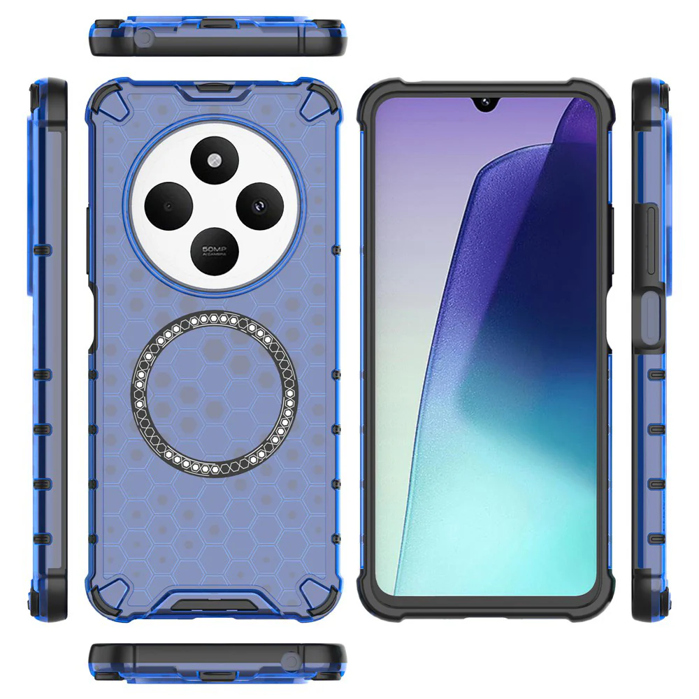 MagSafe Case for Xiaomi Poco C75 / Redmi 14C, Techsuit, HoneyComb Shield, Blue - Image 5