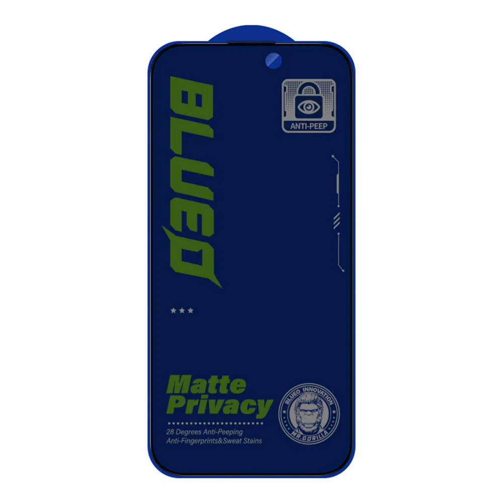 Matte Privacy Blueo Anti-Peep Screen Protector Film for Apple iPhone 14 Plus / 13 Pro Max, Tempered Glass, Full Glue - Image 4