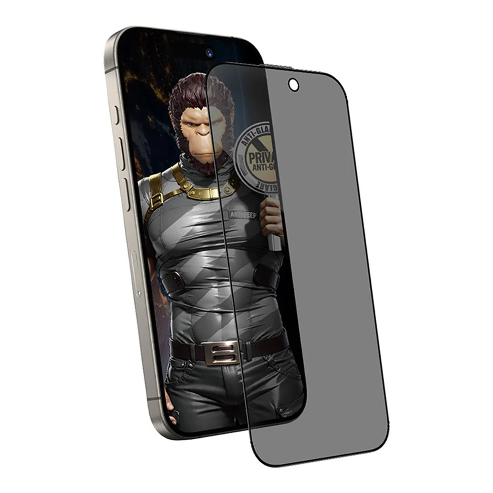 Matte Privacy Blueo Anti-Peep Screen Protector for Apple iPhone 14 Pro, Tempered Glass, Full Glue - Image 2
