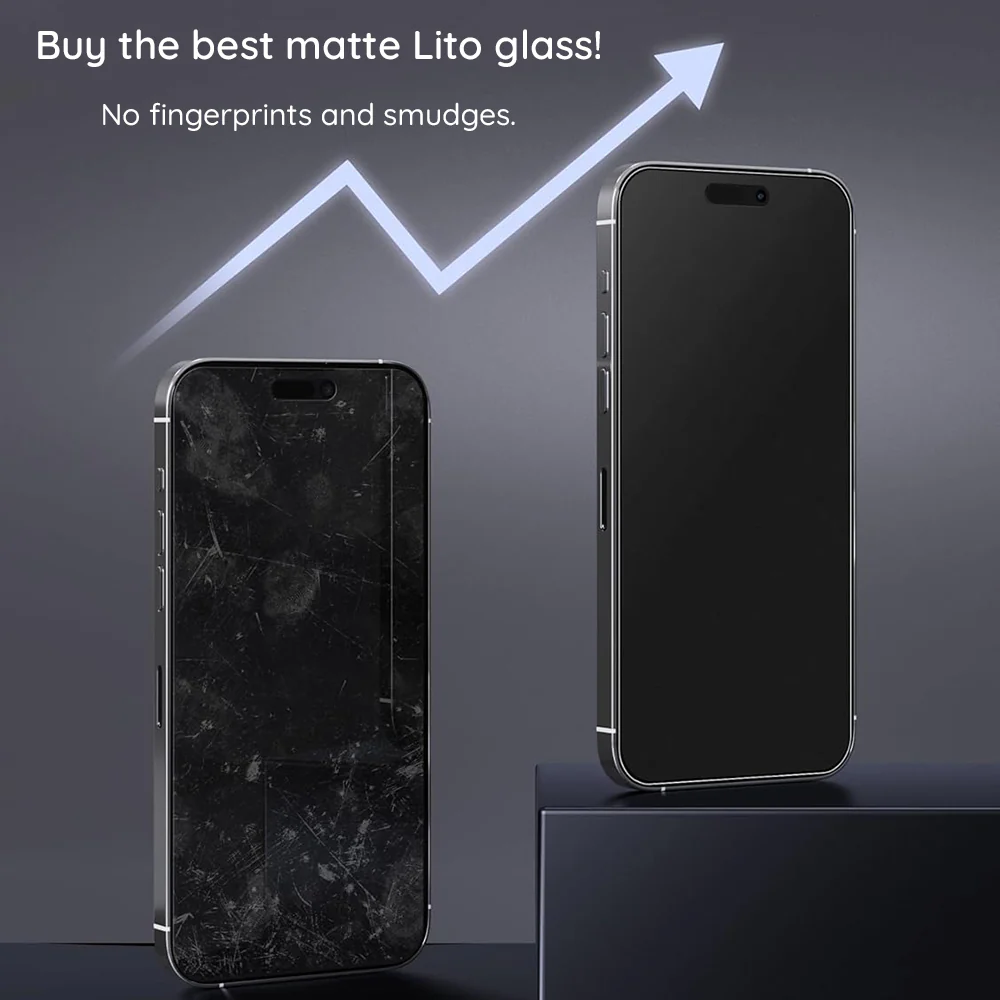 Matte Screen Protector Lito HD Pro for Apple iPhone 16 Plus, Tempered Glass, Full Glue, Black - Image 5