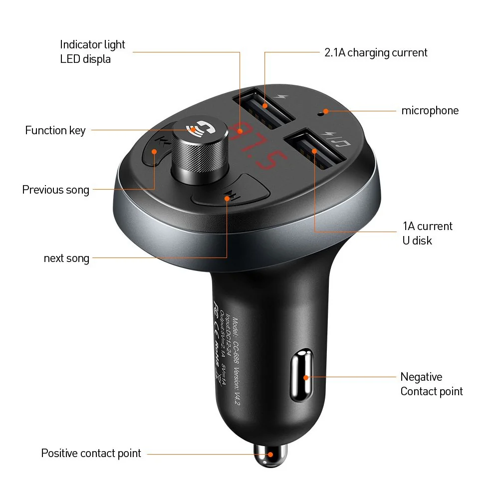 McDodo Bluetooth FM Modulator, 2 x USB-A - Image 11