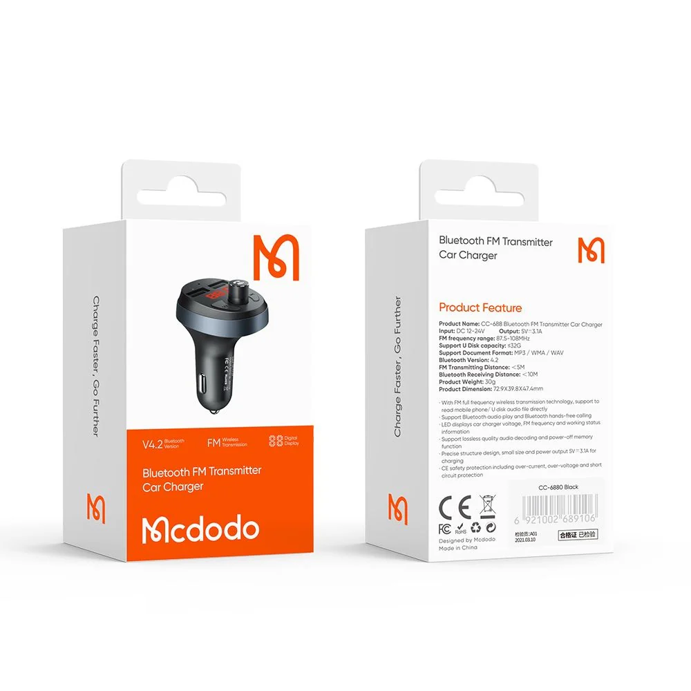 McDodo Bluetooth FM Modulator, 2 x USB-A - Image 13