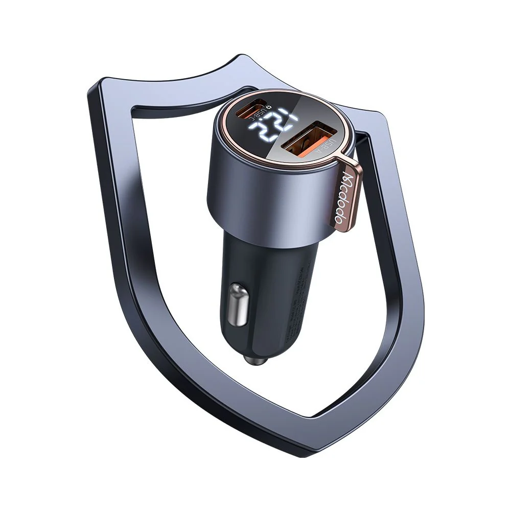 McDodo CC-3690 Venus Display Car Charger, 75W, 3A, 1 x USB-A - 1 x USB-C, Black - Image 4