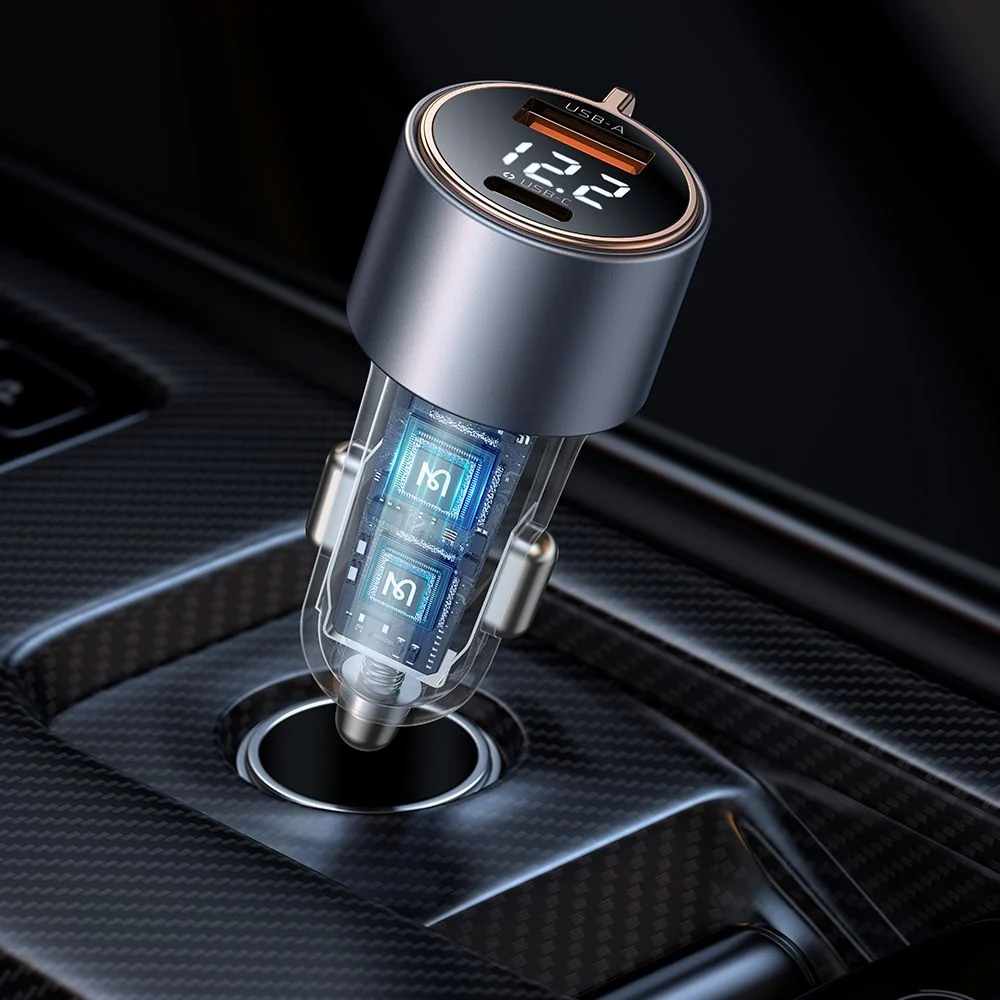 McDodo CC-3690 Venus Display Car Charger, 75W, 3A, 1 x USB-A - 1 x USB-C, Black - Image 5