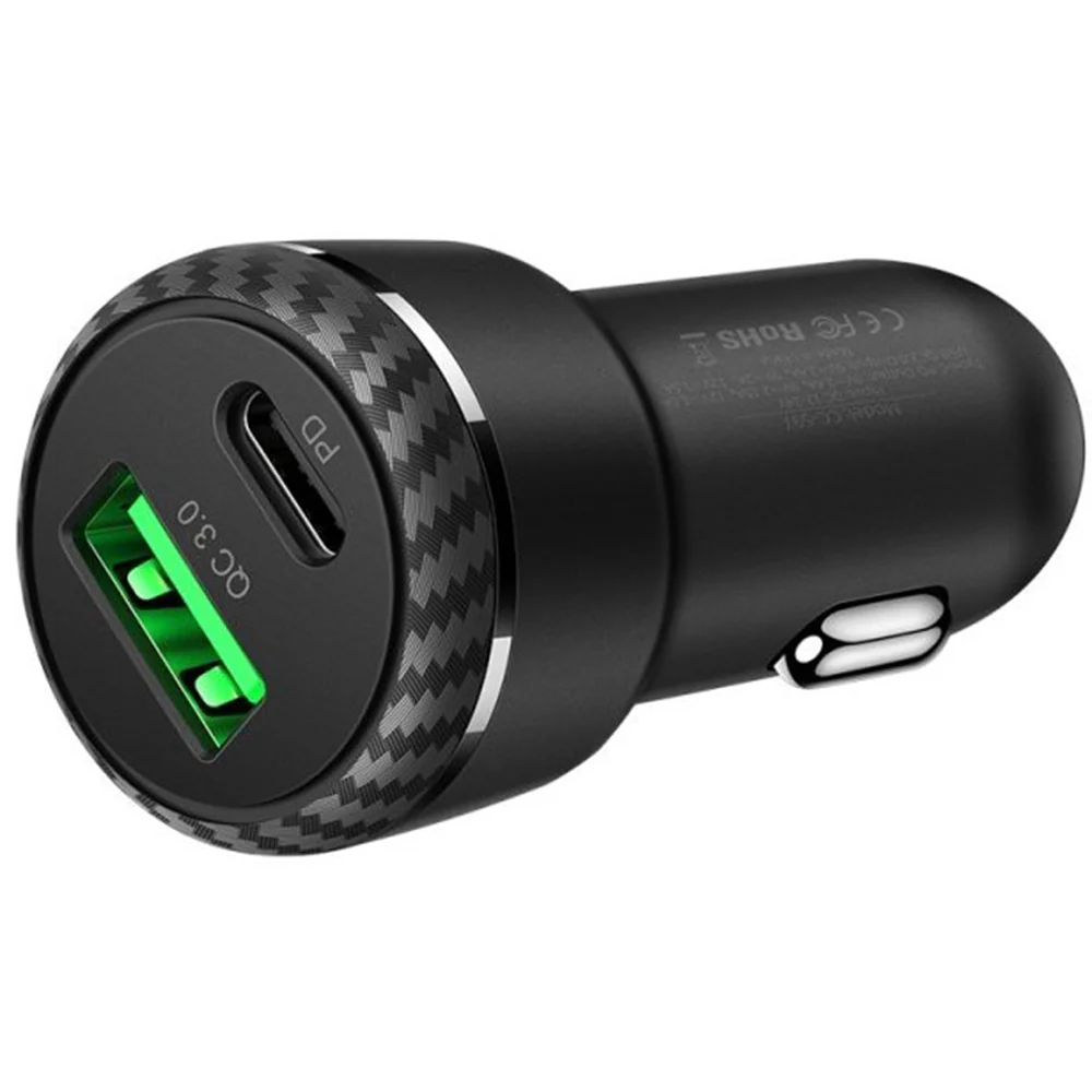 McDodo CC-5970 Car Charger, 38W, 3A, 1 x USB-A - 1 x USB-C, Black - Image 2
