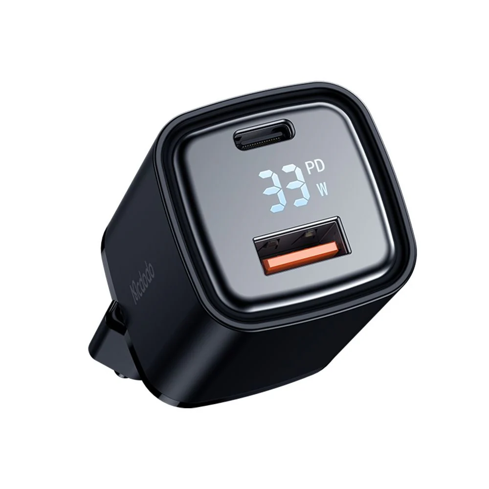 McDodo CH-1701 Graphite Display Network Charger, 33W, 3A, 1 x USB-A - 1 x USB-C, Black - Image 3