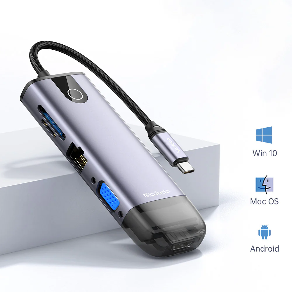 McDodo HU-7420 USB-C Hub, 10in1, Gray - Image 7