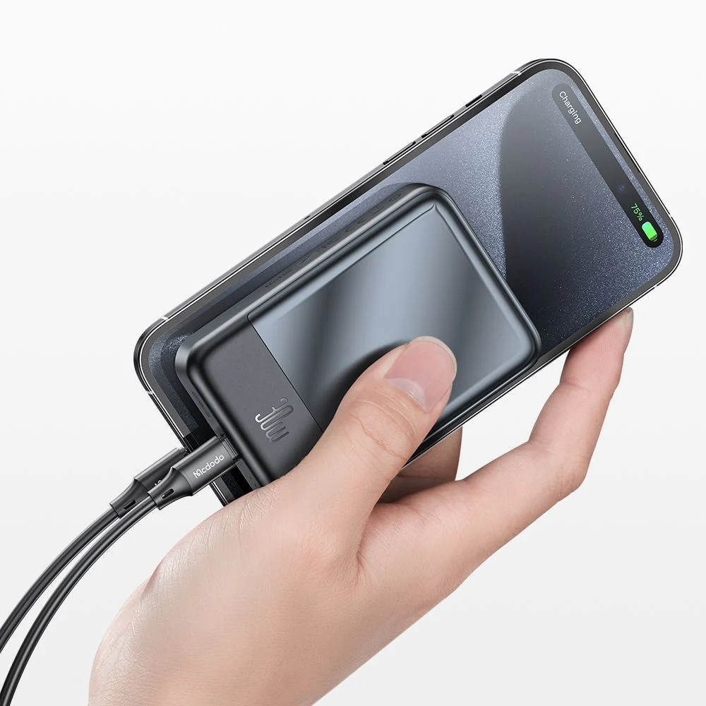 McDodo MC-5931 Ambilight Wireless External Battery, 10000mAh, 30W, PD + FQI, 1 x QI - 1 x USB-C, Black - Image 4