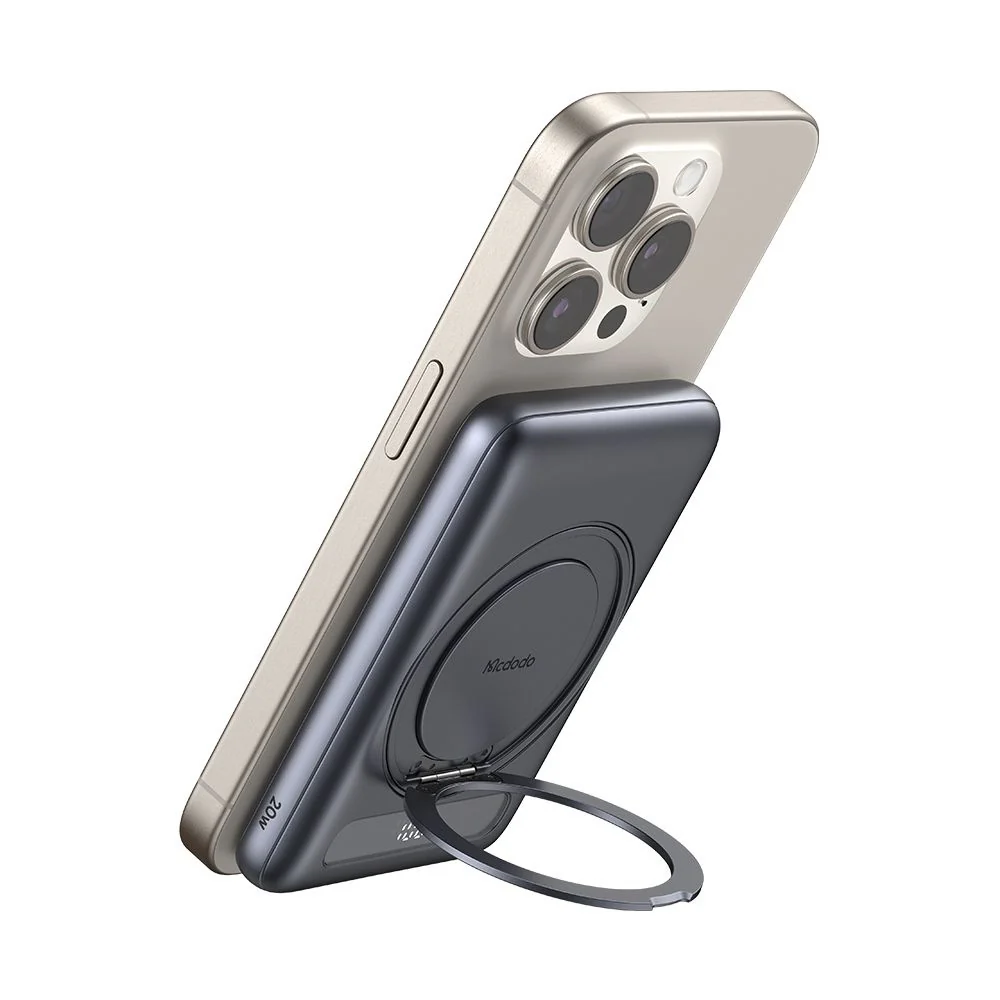 McDodo MC-8361 Meta Wireless External Battery, 5000mAh, 20W, PD + FQI, 1 x QI - 1 x USB-C, Gray - Image 2