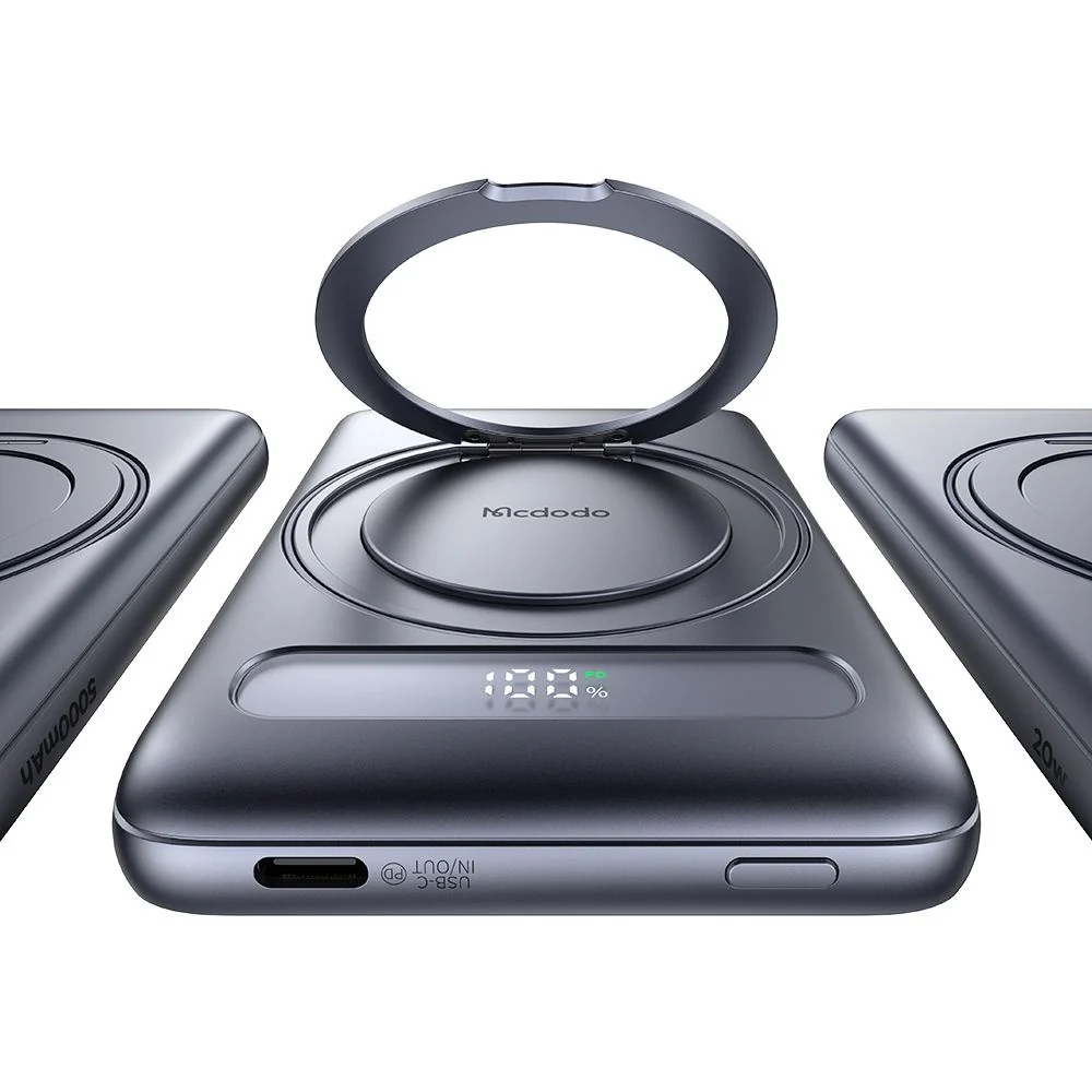 McDodo MC-8361 Meta Wireless External Battery, 5000mAh, 20W, PD + FQI, 1 x QI - 1 x USB-C, Gray - Image 4