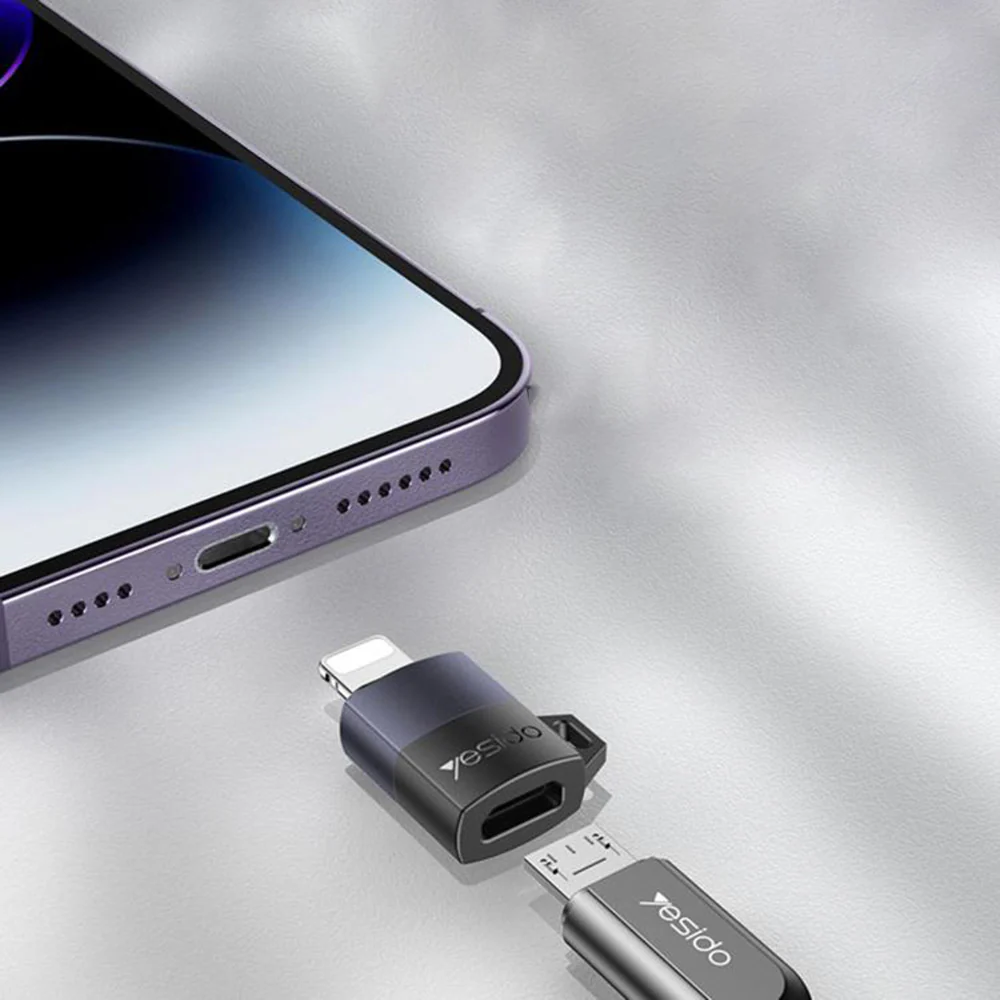 MicroUSB - Lightning Data and Charging Adapter Yesido GS30, Gray - Image 5