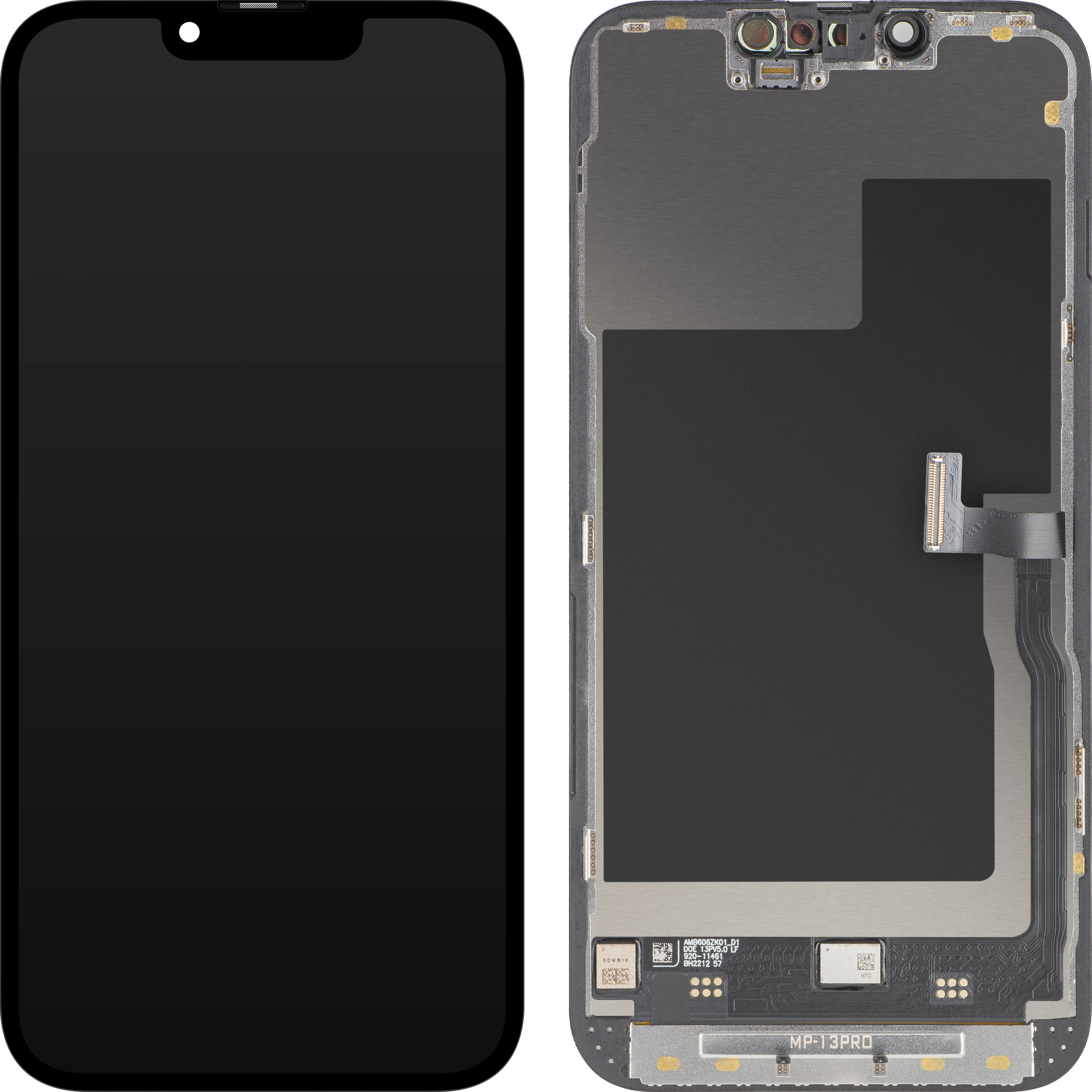 MP Touchscreen Display compatible with Apple iPhone 13 Pro, with Frame, Premium Soft OLED FHD 120Hz Diagnostic Version, Black - Image 2