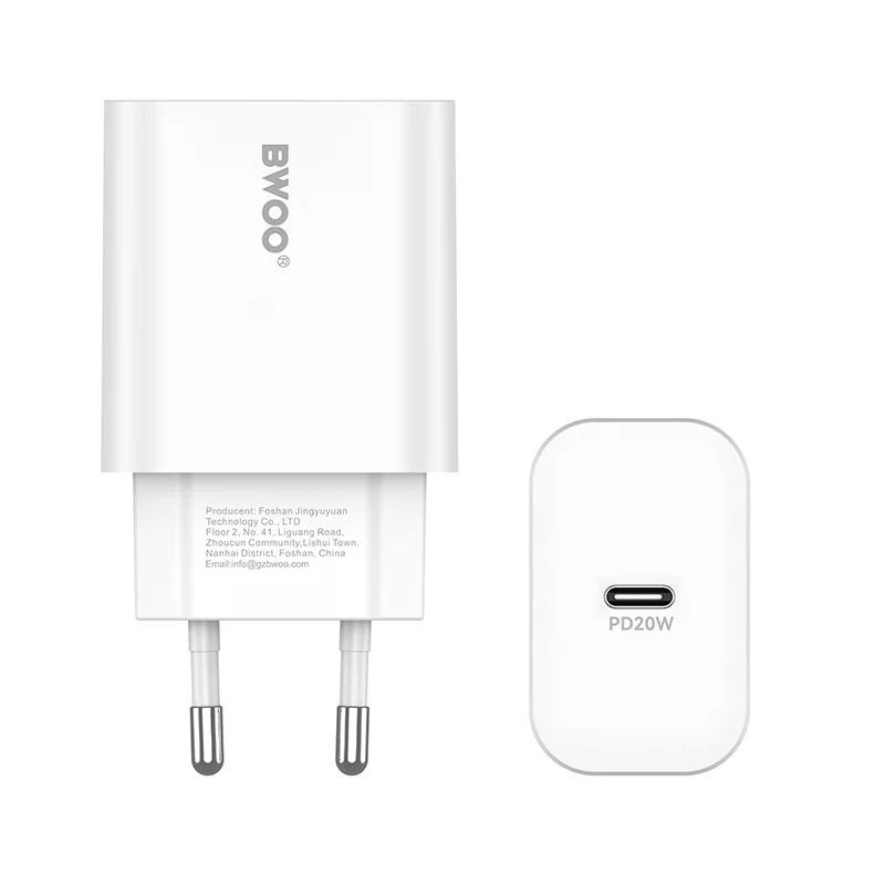 Network Charger with Lightning Cable BWOO CDA233, 20W, 3A, 1 x USB-C, White - Image 3
