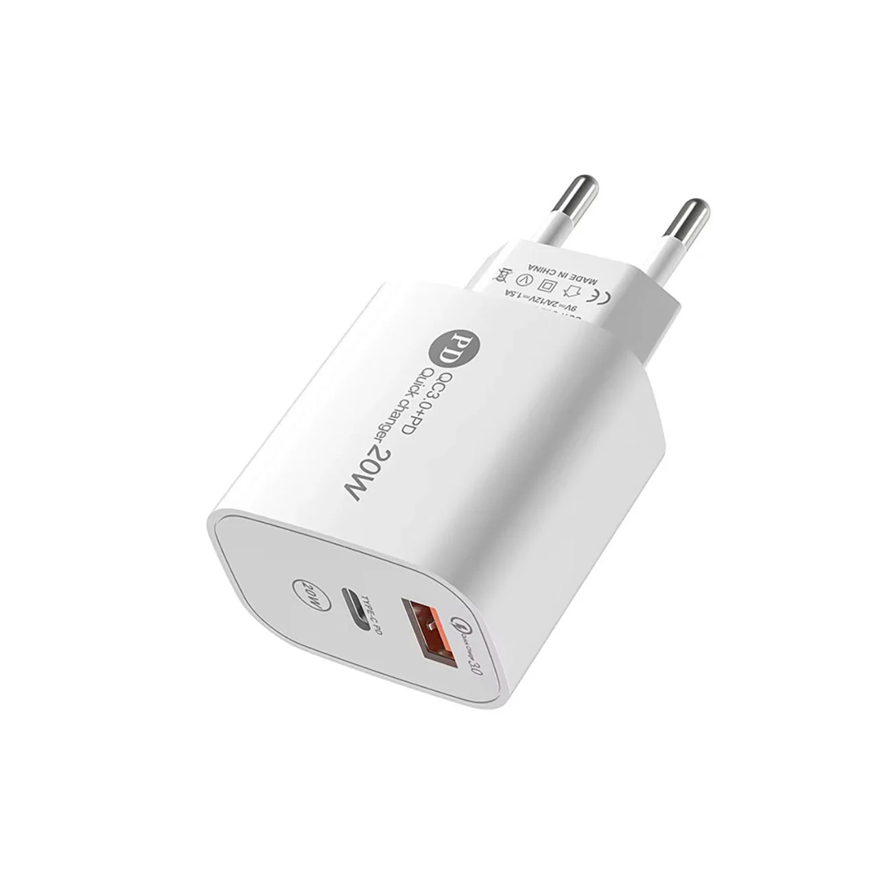 Network Charger with USB-C Cable A6MaxL, 20W, 3A, 1 x USB-A - 1 x USB-C, White - Image 2