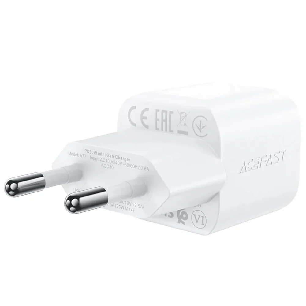 Network Charger with USB-C Cable Acefast A77, 30W, 3A, 1 x USB-C, White - Image 4