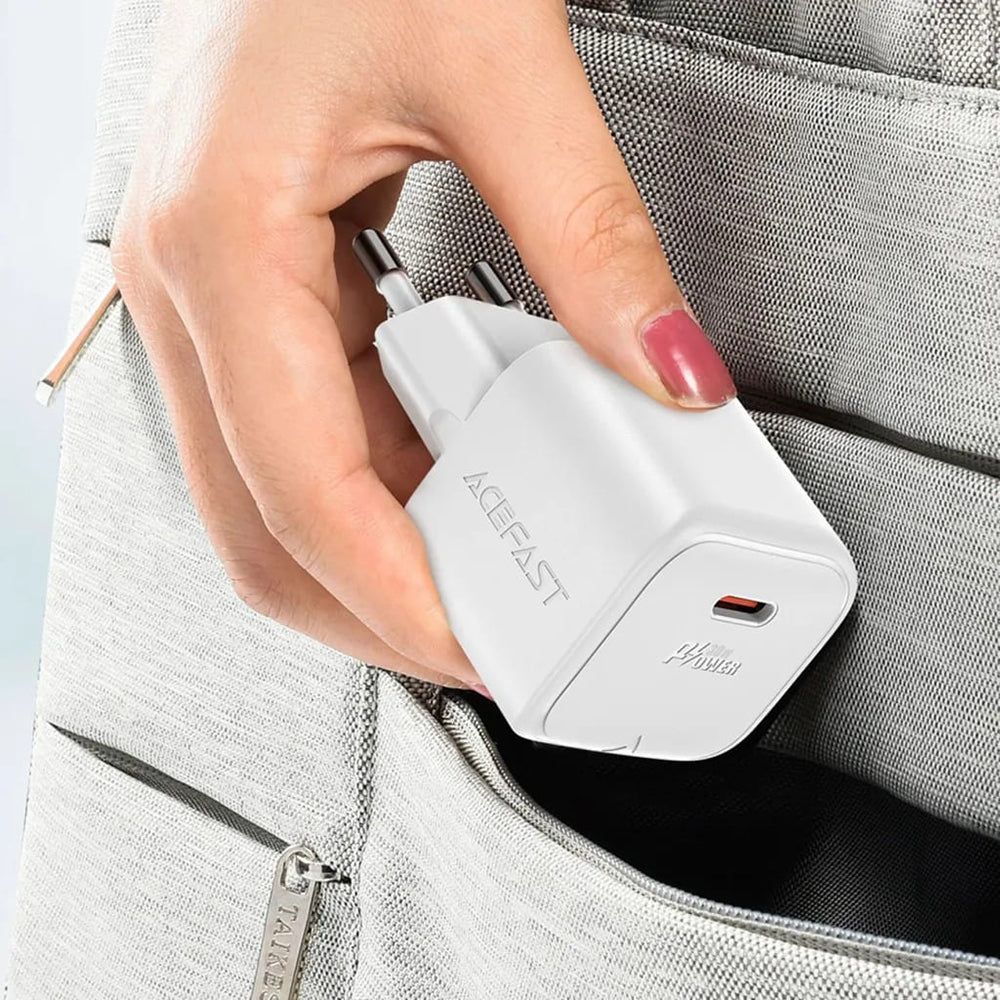 Network Charger with USB-C Cable Acefast A77, 30W, 3A, 1 x USB-C, White - Image 5