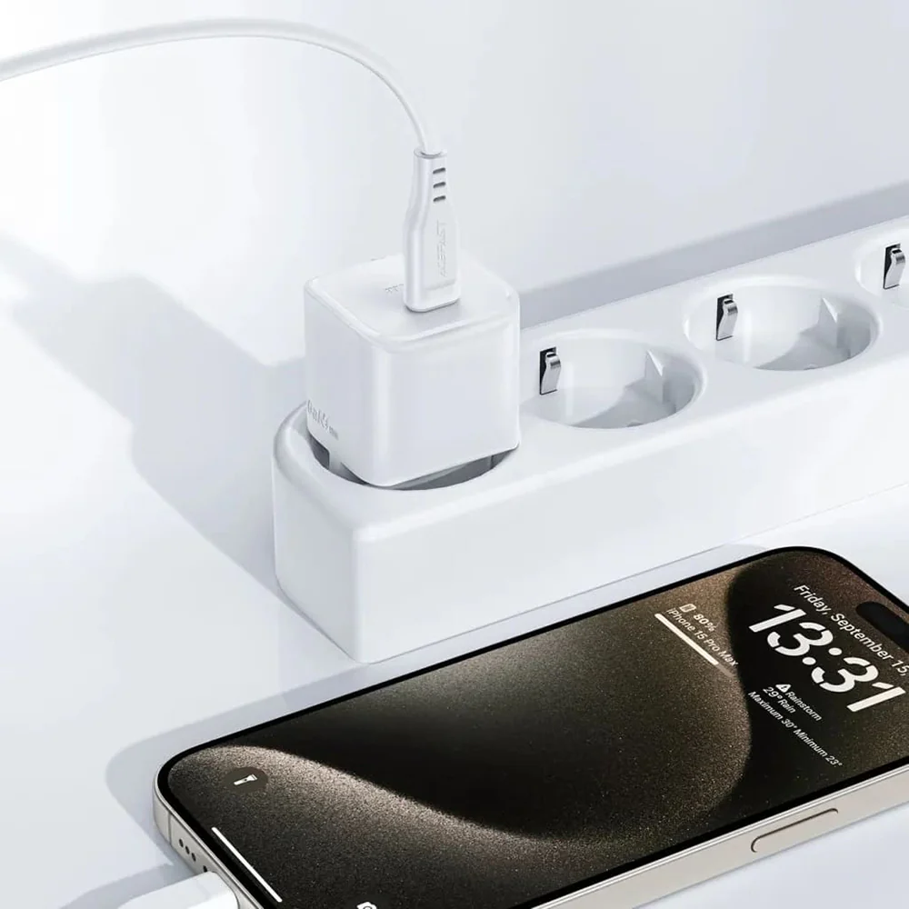Network Charger with USB-C Cable Acefast A77, 30W, 3A, 1 x USB-C, White - Image 6
