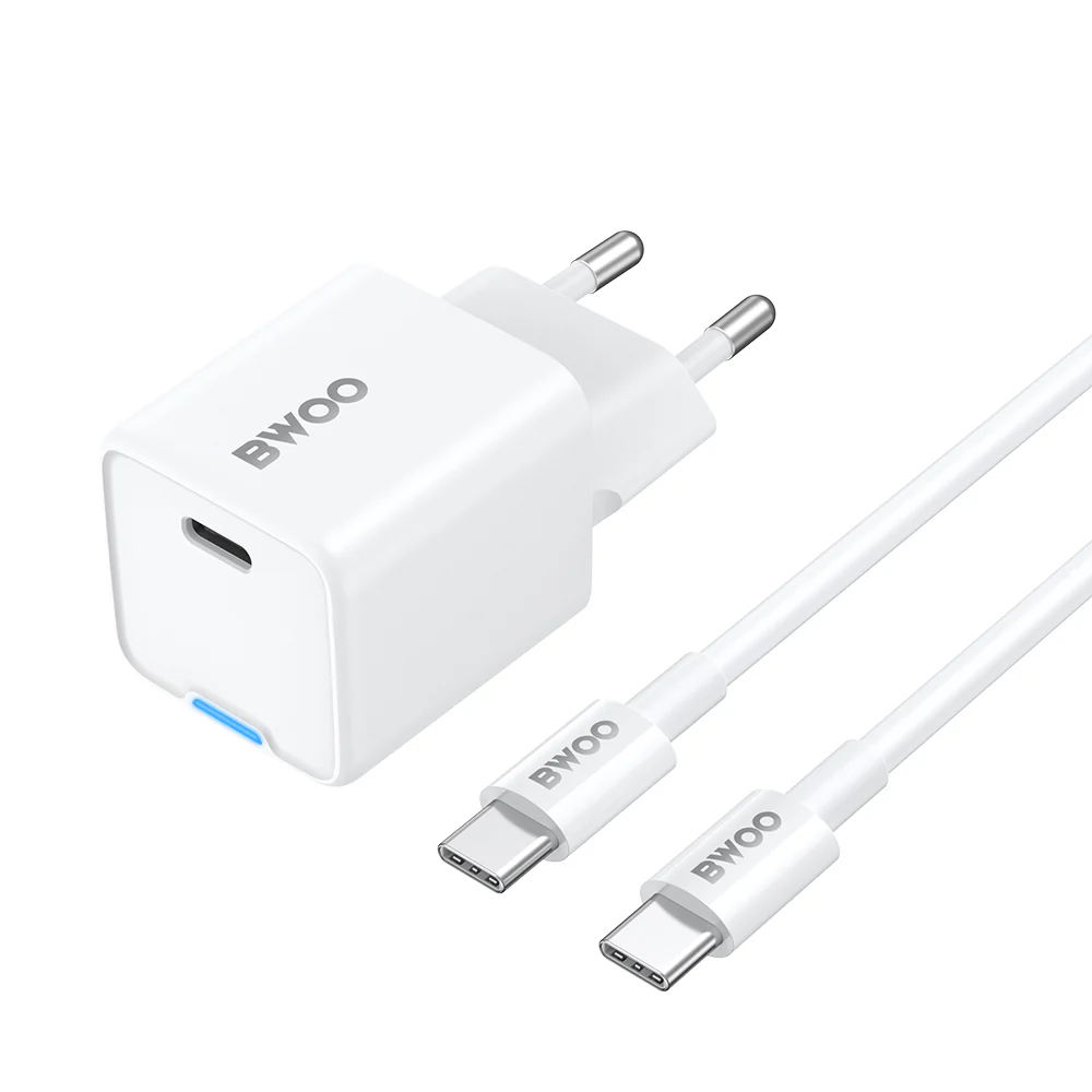 Network Charger with USB-C Cable BWOO CDA211, 30W, 3A, 1 x USB-C, White - Image 2