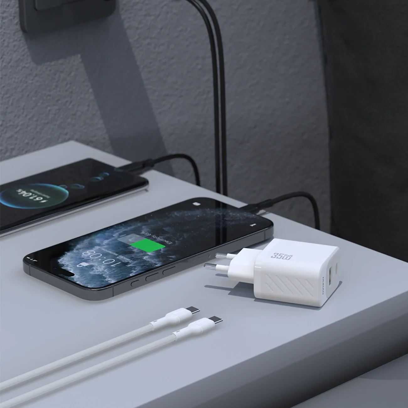 Network Charger with USB-C Cable Dudao A27Max, 35W, 1 x USB-A - 1 x USB-C, White - Image 2