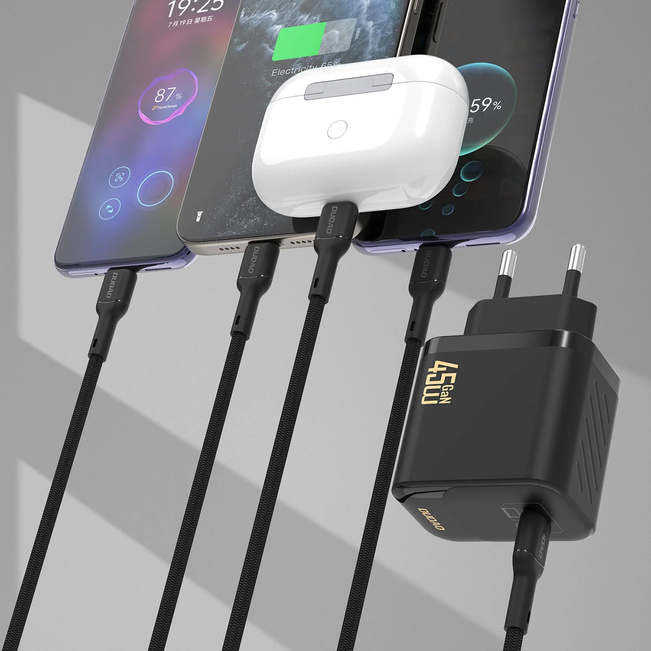 Network Charger with USB-C Cable Dudao A28C, 45W, 3A, 1 x USB-C, White - Image 5