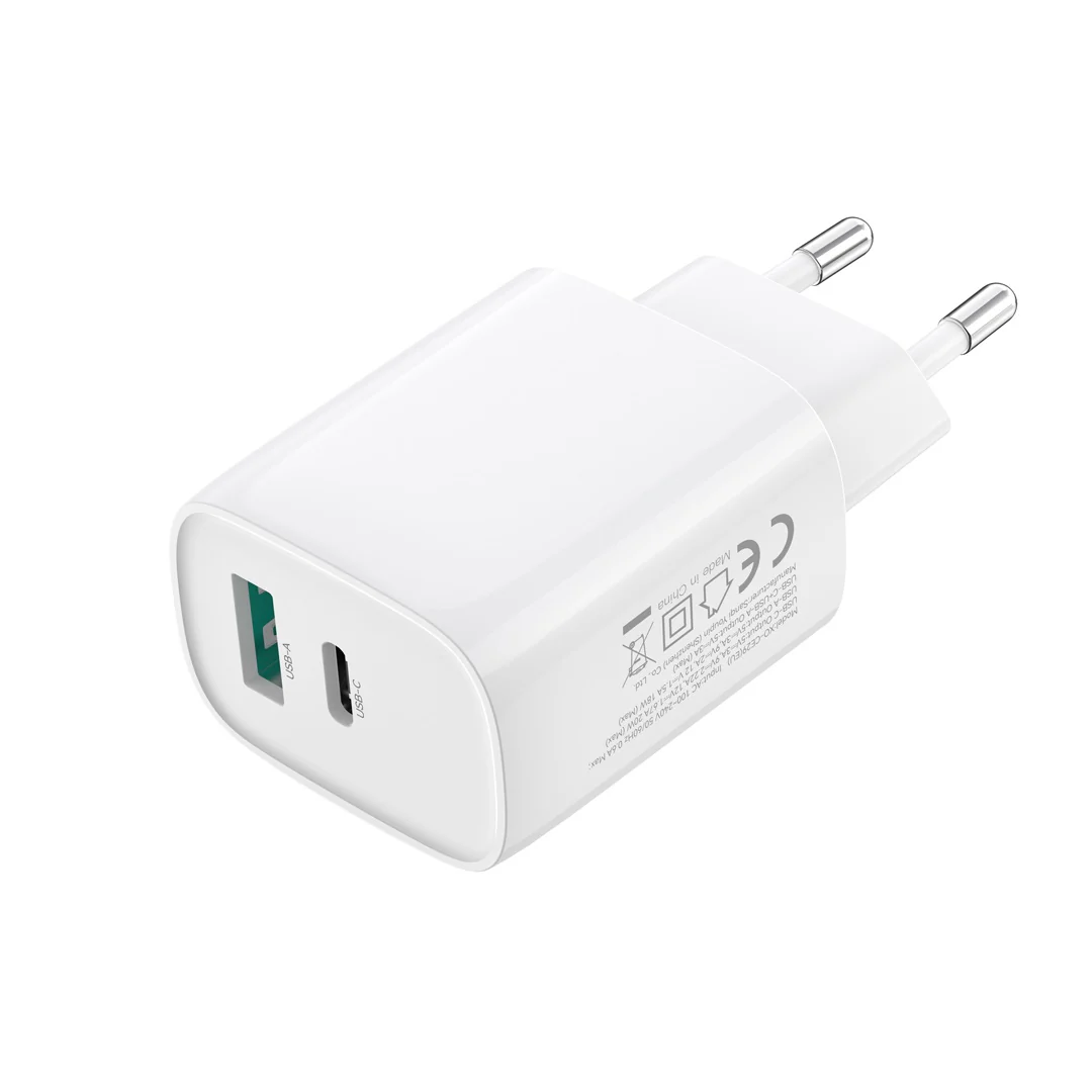 Network Charger with USB-C Cable XO Design CE29, 20W, 3A, 1 x USB-A - 1 x USB-C, White - Image 3