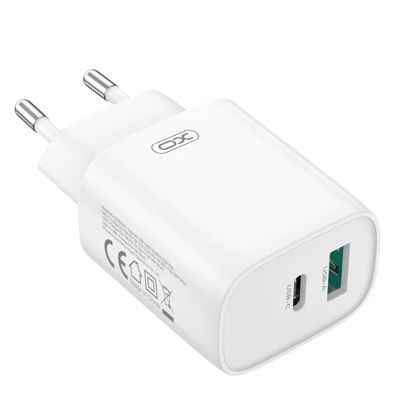 Network Charger with USB-C Cable XO Design CE30, 30W, 3A, 1 x USB-A - 1 x USB-C, White - Image 3