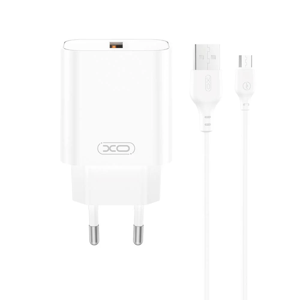 Network Charger with USB-C Cable XO Design CE33, 18W, 3A, 1 x USB-A, White - Image 2
