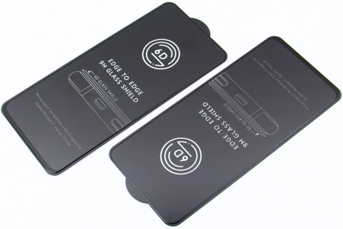 OEM Screen Protector Film for Apple iPhone 17e / 16e / 14 / 13 Pro, Tempered Glass, Full Glue, Set of 10 pieces, 6D, Black