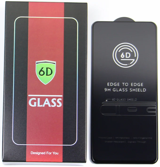 OEM Screen Protector Film for Apple iPhone 17e / 16e / 14 / 13 Pro, Tempered Glass, Full Glue, Set of 10 pieces, 6D, Black - Image 2