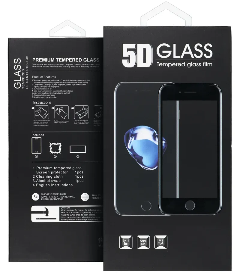 OEM Screen Protector for Motorola Edge 70, Tempered Glass, Full Glue, 5D, Black - Image 2