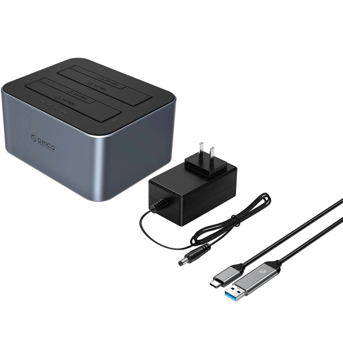 Orico 6626C3-C-V1 2-Drive Docking Station for SATA HDD / SSD 2.5inch / 3.5inch, Gray - Image 2