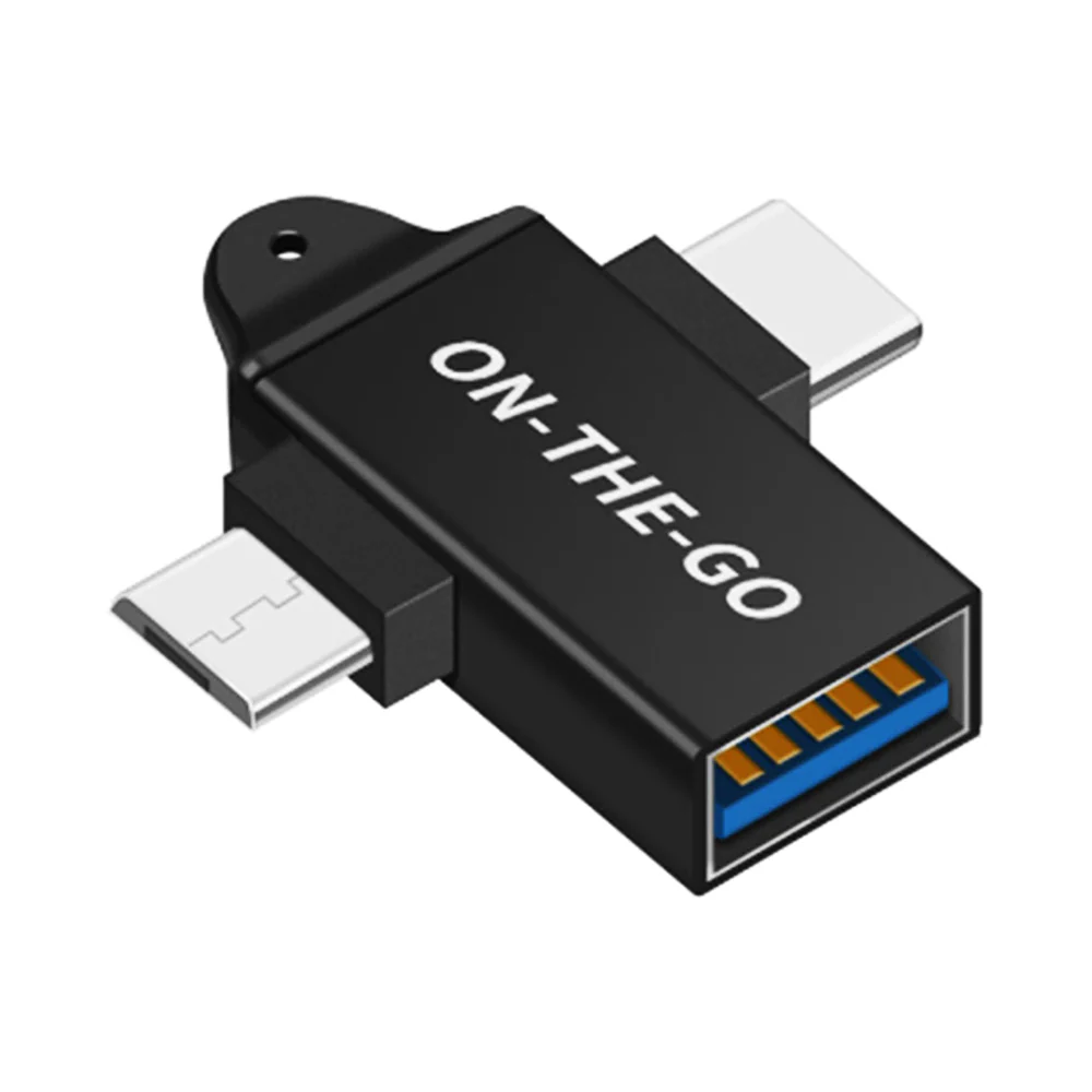 OTG Adapter microUSB / USB-C - USB-A Techsuit A15 AluCoreX, Black - Image 2