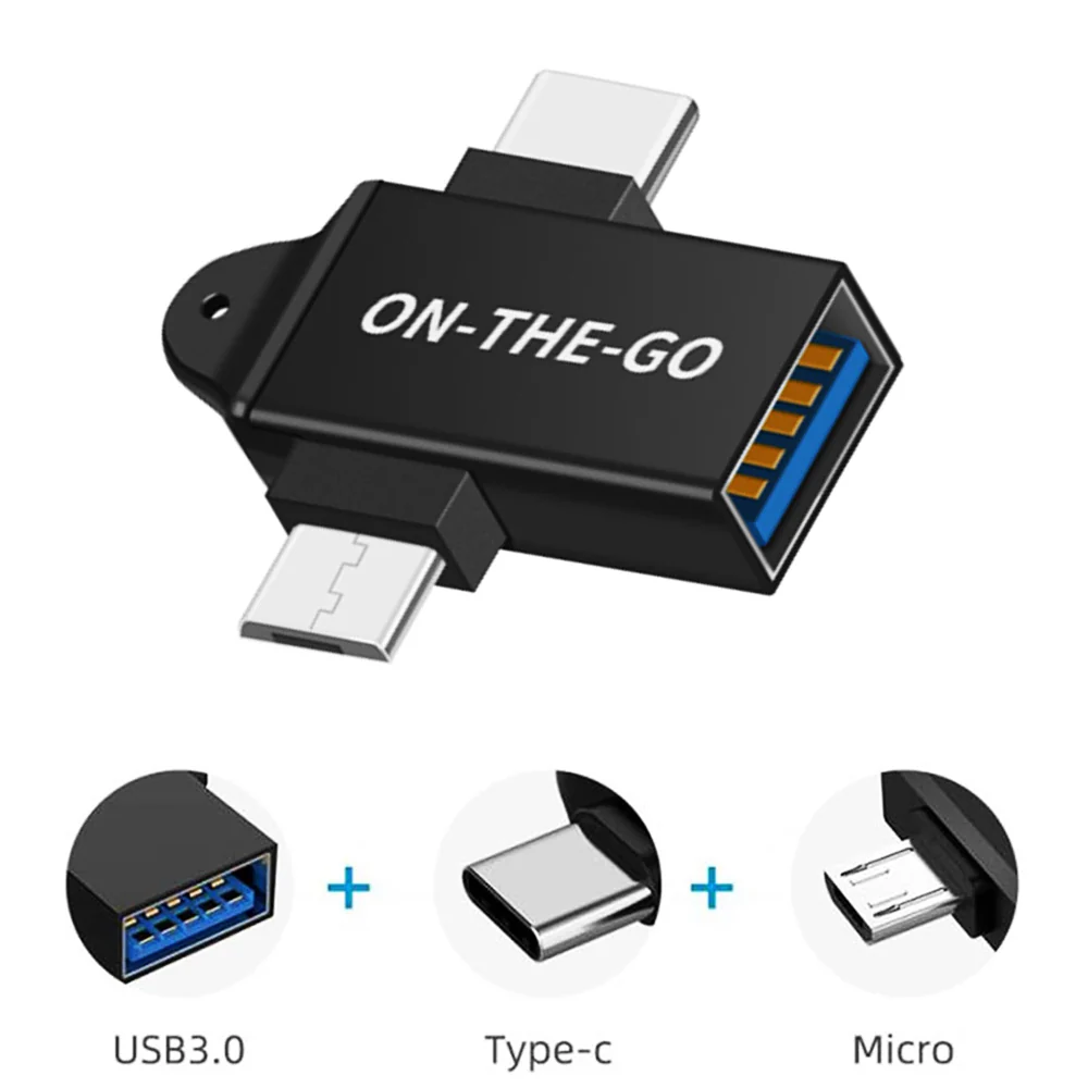 OTG Adapter microUSB / USB-C - USB-A Techsuit A15 AluCoreX, Black - Image 3